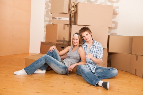 Packed boxes and furniture in Greenwich storage