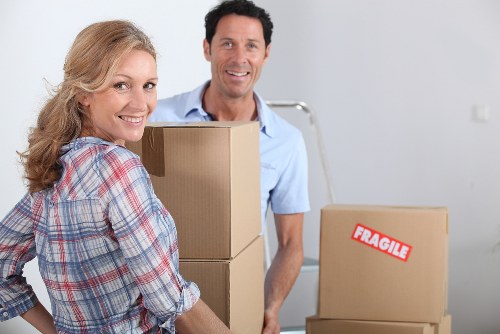 Packed moving boxes prepared for home moves in Greenwich apartment relocation